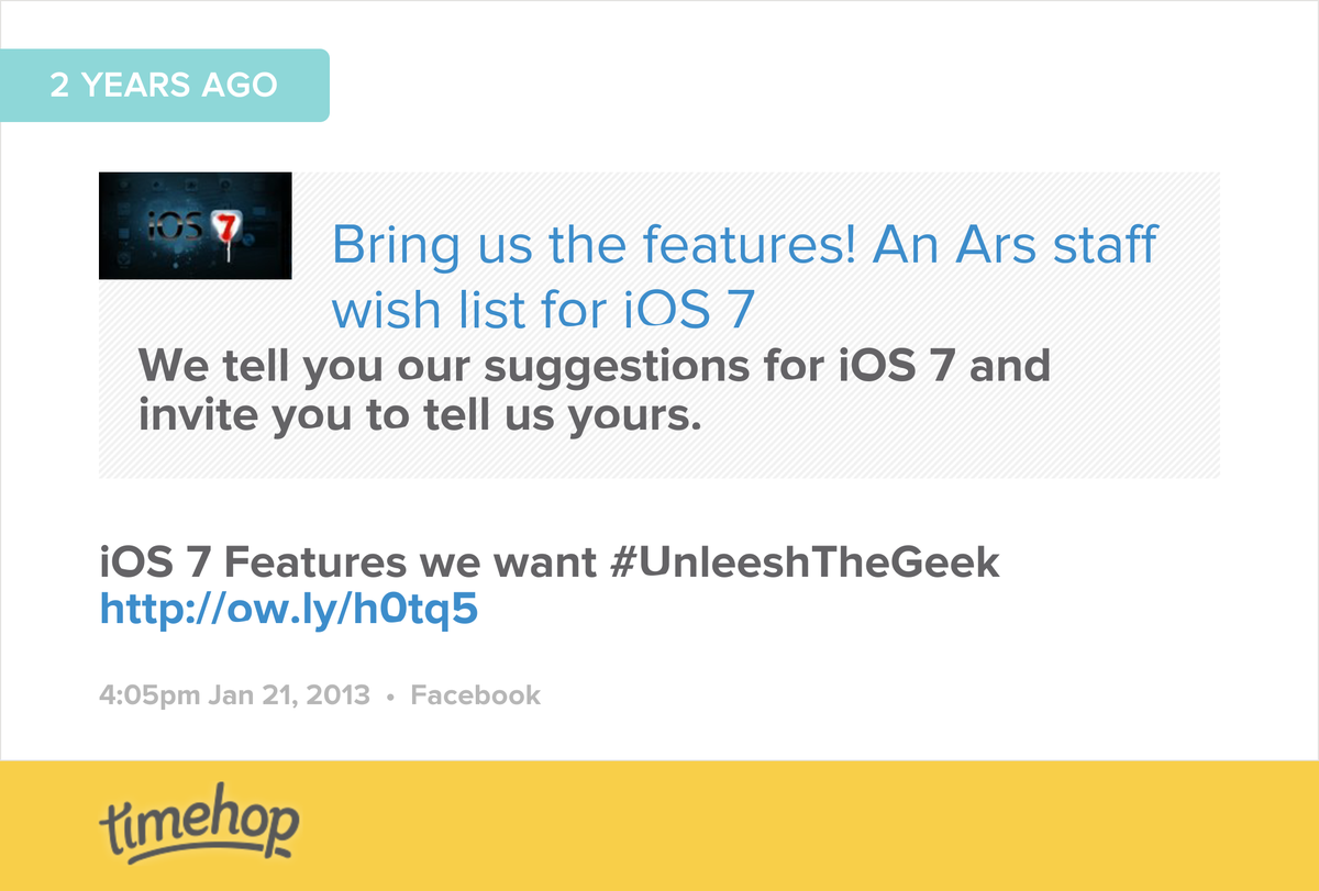 EvolvingGeek's tweet image. Still waiting for most of these apple #AlwaysBeEvolving #iPhone #iOS timehop.com/c/fl:583752331…