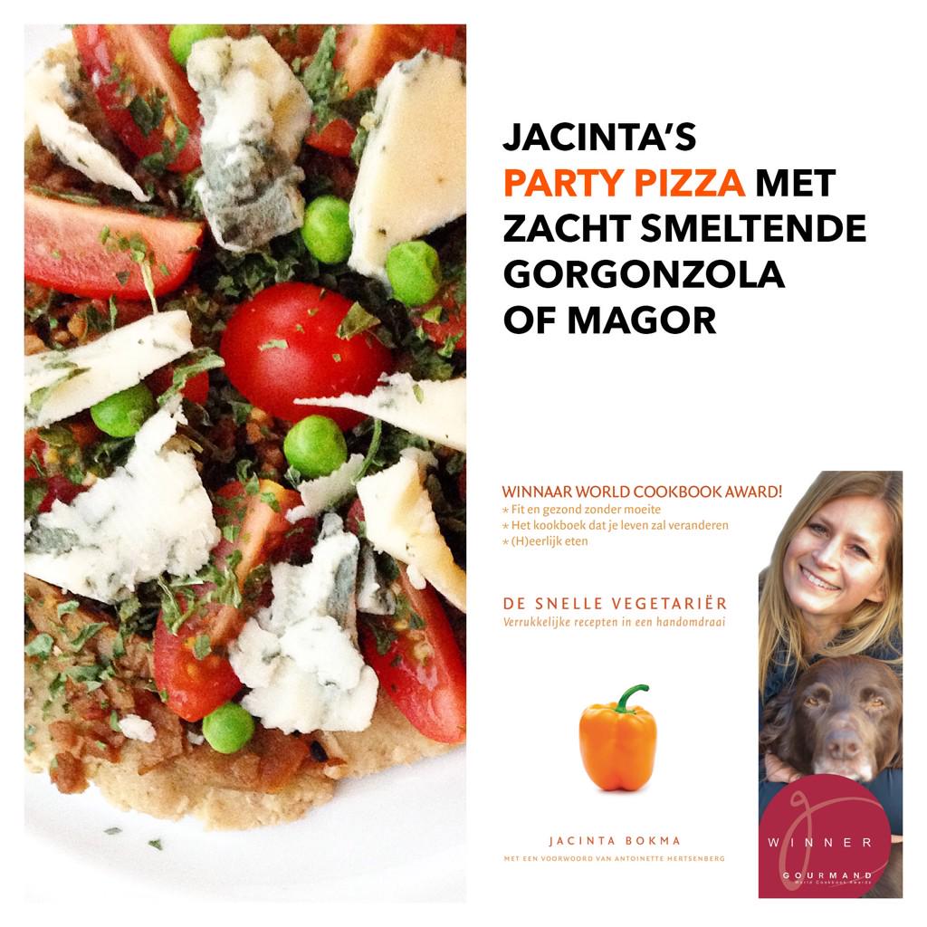 ProViand's tweet image. Jacinta's PARTY PIZZA! Heerlijke Cheesy Pizza met zacht smeltende Gorgonzola. Zie 't Recept proviand.com/pizza