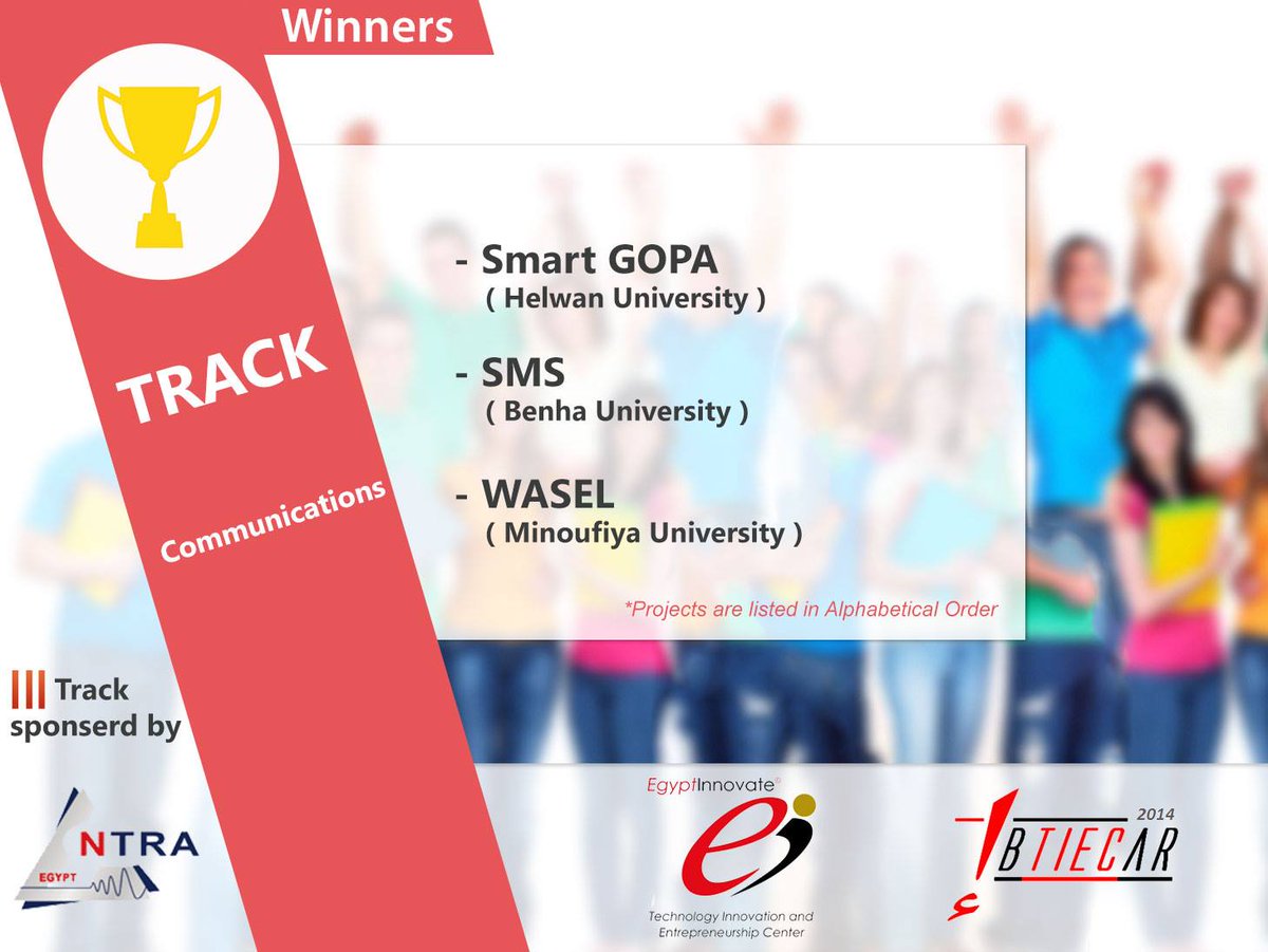 WASEL_Telecom's tweet photo. WASEL is one of the winners at #ibTIECar2014 #Communications track
sponsored by #NTRA
#WASEL http://t.co/jzd9sg4UDs