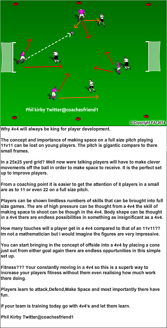 coachesfriend1's tweet photo. Why 4v4s are king. @SoccerByOSM @AcademySCoach @coachingbadges @CoachingFamily @PlanItCoach @Jamesscott89Com #Debate http://t.co/PqwFxIdmed