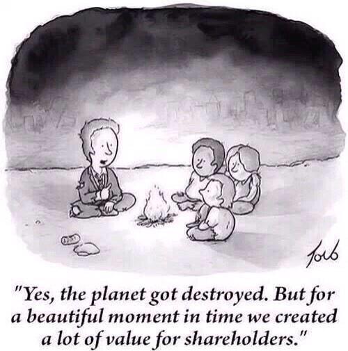 Benioff's tweet image. Yes the planet got destroyed. But for a beautiful moment in time we created a lot of shareholder value. #wef15