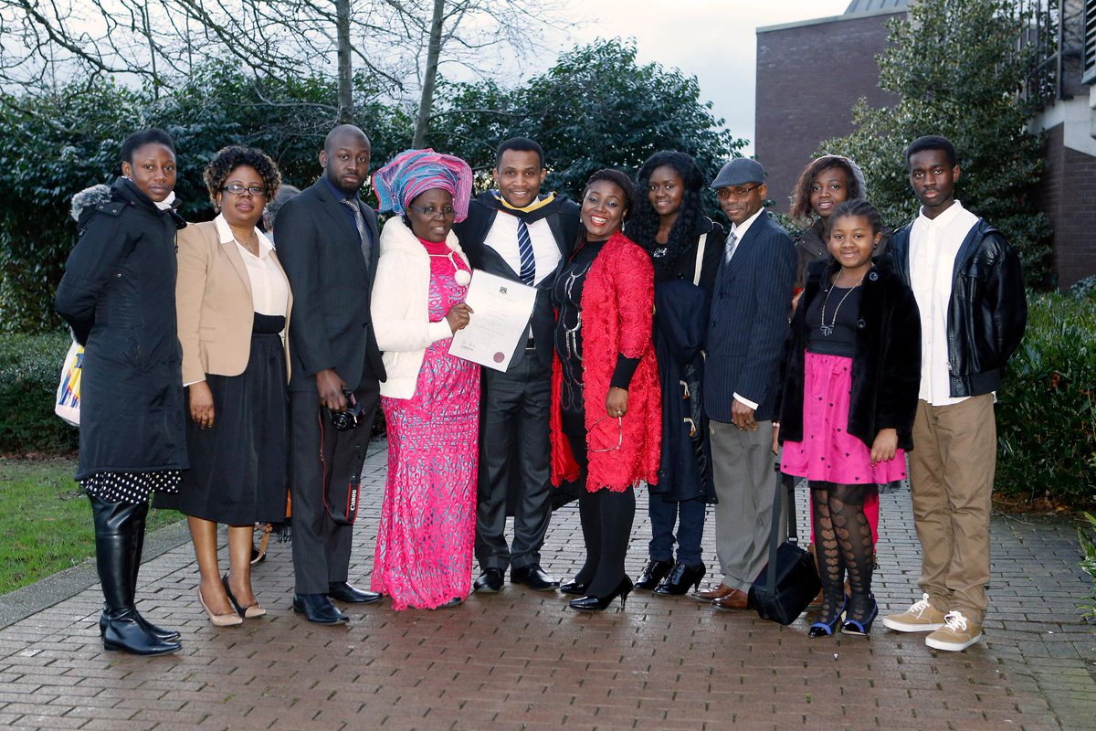 UL's tweet photo. David Idioh, MA Community Music from UL  pictured with his very proud family #ULGraduations http://t.co/AsZjodgNUL
