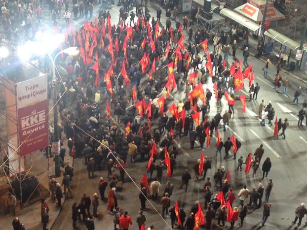 MCaruso_Cabrera's tweet photo. Can't believe how many communists there are in #Greece. Hammer and sickle on the sign on the left. #whatdecade? http://t.co/8D2vJpbEYr