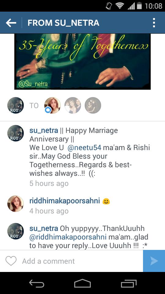 hi_sunetra's tweet photo. Yuppyyy..Riddhima Kapoor Sahani (RK's Sista) replied me in Instagram..yuhhuuu..!!! ((:
#SuppaHappy http://t.co/PHjsXouF3x