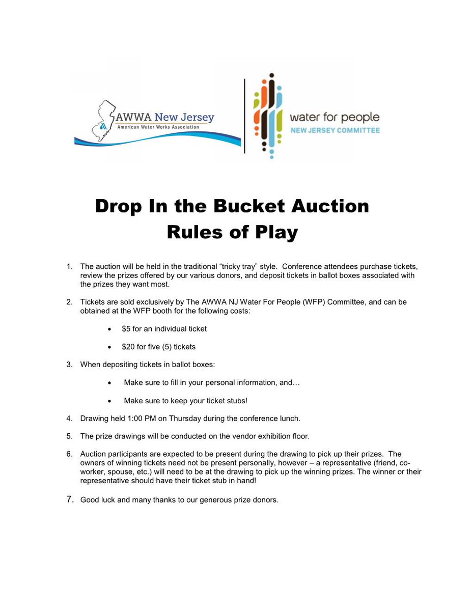 Water4PeopleNJ's tweet image. We have begun reaching out for donations for this year's #dropinthebucket Auction. See attached flyers
