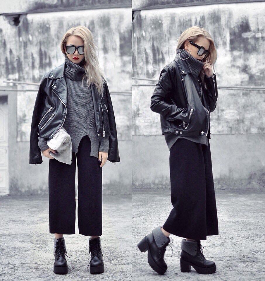 Fashionista_mc's tweet photo. ライダースにワイドパンツのシルエットが新しい!(M)
#fashionista #riders #highnecked #knit #THEミラーサングラス http://t.co/JdqihGU9Wb