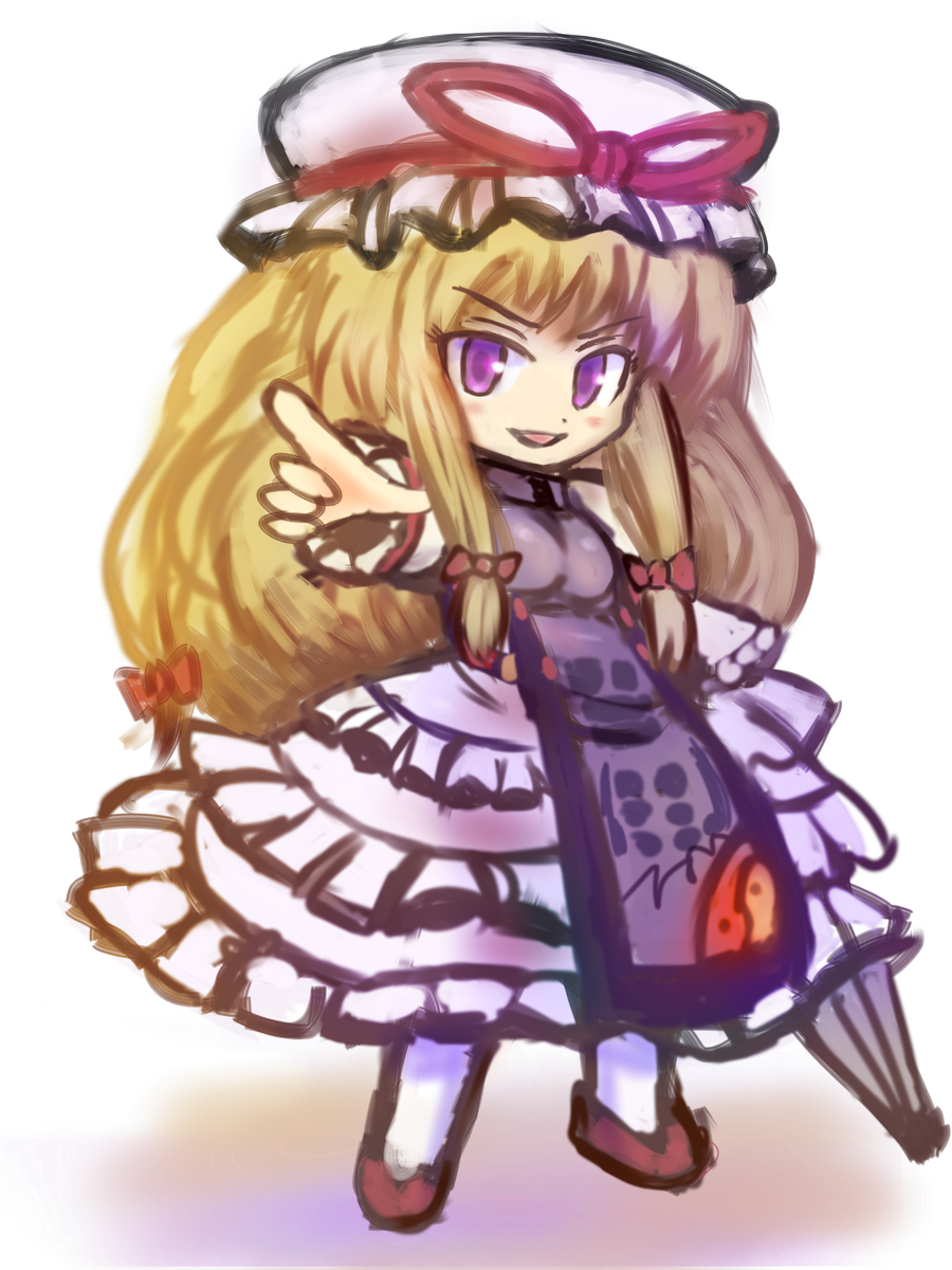 #深夜の真剣お絵描き60分一本勝負 SDゆかりん! フリルや小物が多いのでかなり苦戦しました! 暇なときに完成させよう_(:3 」∠ )_ 