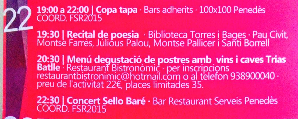 Últim dijous de les #FSantRaimon15 ! Gaudiu que això s'acaba! #FestCultura #Vilafranca