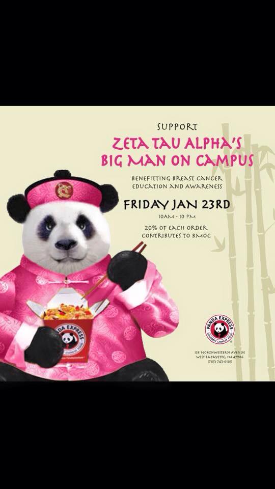 Come out and support Alpha Theta's BMOC this Friday at Panda Express! Hope to see you there! 💖 ZLAM