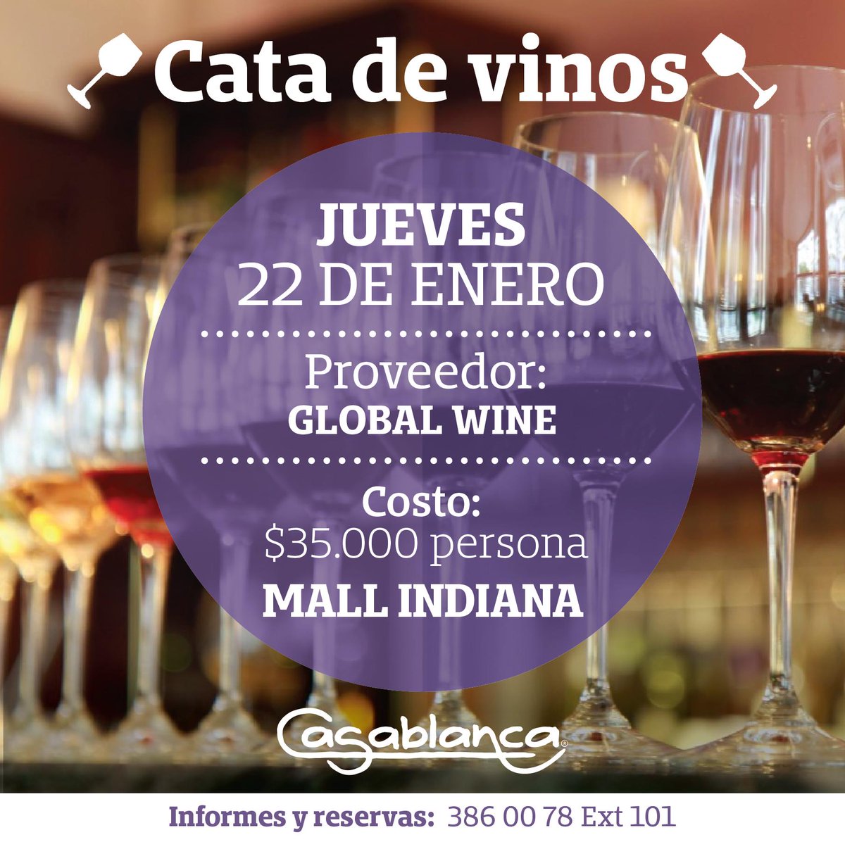 carnescasablanc's tweet photo. No te puedes perder hoy nuestra Cata de Vinos en Casablanca Mall Indiana, Te esperamos. http://t.co/JQBiG1jSfk