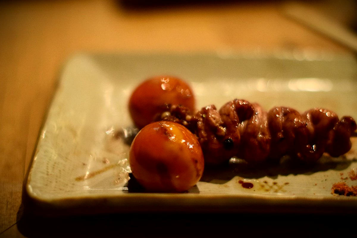 A yakitori first for me: undeveloped eggs/ovaries. Those yolks were good.