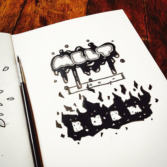 HadrienCauhepe's tweet photo. #oneaday #graphic #illustration #drawing #indianink #fineliner #typography #explosive #burn #melt #Melbourne http://t.co/P7XDleq3Nc