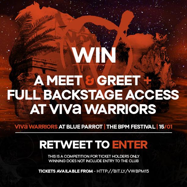 DJSteveLawler's tweet photo. Want to hang out with us backstage at #VIVaWarriors @blueparrotplaya @TheBPMFestival Jan 15th? http://t.co/o9E5EYoq2S
