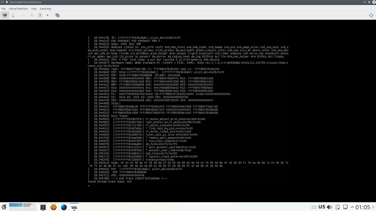 perillamint's tweet image. 커널 펑 \w Normal user account. #하모니카 #HamoniKR #Futex