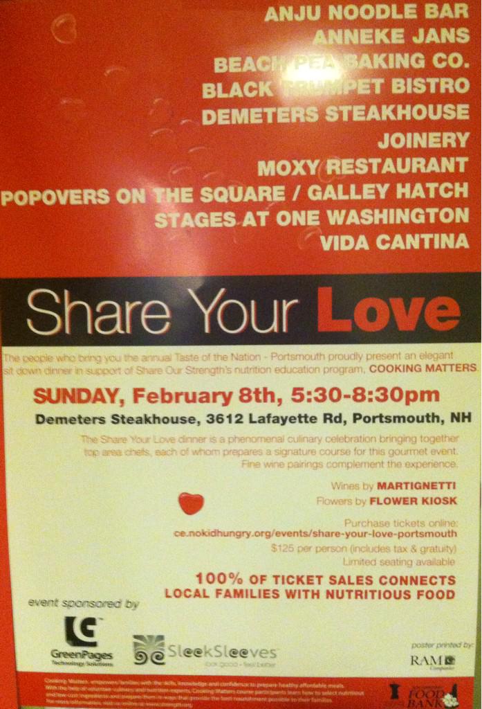 <a href="/nokidhungry/">No Kid Hungry</a> sweet poster, important cause, bunch of really cool friends. <a href="/funguychef/">Evan Mallett</a> <a href="/EvanHennessey/">evan hennessey</a> <a href="/joinerynh/">Joinery Restaurant</a>