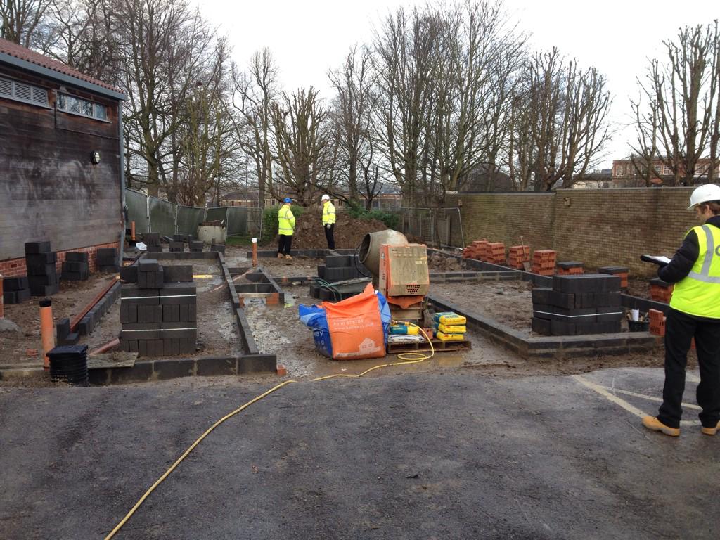 IntegralBuild's tweet photo. Site set up and foundations all in on @RedMaidsSchool junior school extension with @InteriorsTim and @InteriorsAlexC http://t.co/fToXFaVerr