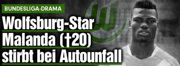 TRNDRfootball's tweet photo. BREAKING NEWS:  Wolfsburg youngster, Junior Malanda (20), has died in a car crash. RIP. http://t.co/bhVPewc5ba
