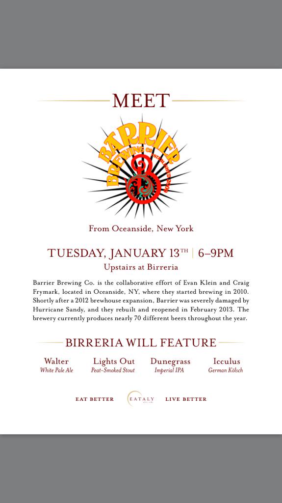 Well this should be fun! Who doesn't love a good happy hour?! <a href="/Eataly/">Eataly</a> Birreria <a href="/BarrierMike/">Mike Descarfino</a> @SeanMundo
