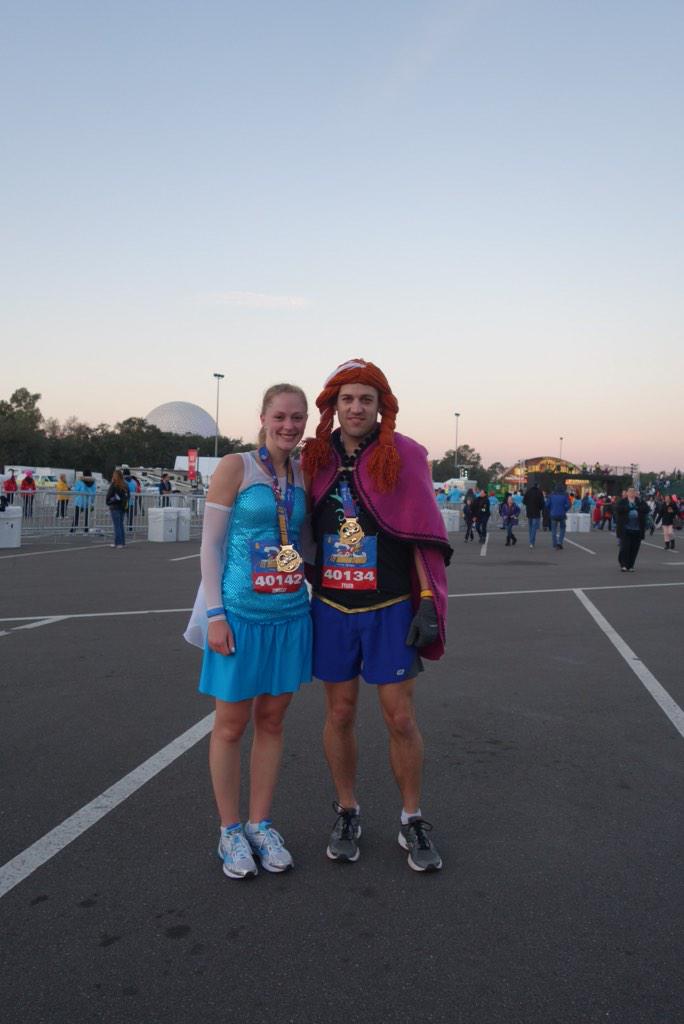 Elsa and Anna after the Disney half marathon. Great race and <a href="/nonyTV/">Tyler Watson</a> and I both PR'd! (1:24:02 and 1:31:47)