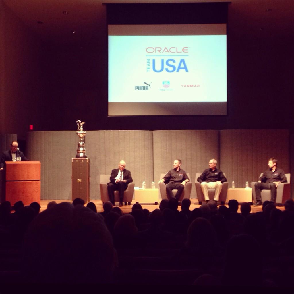.<a href="/OracleTeamUSA/">ORACLE TEAM USA</a> &amp; <a href="/americascup/">americascup</a> with Gary Jobson at our Saturday Lecture "How to Win the #AmericasCup" #wws15