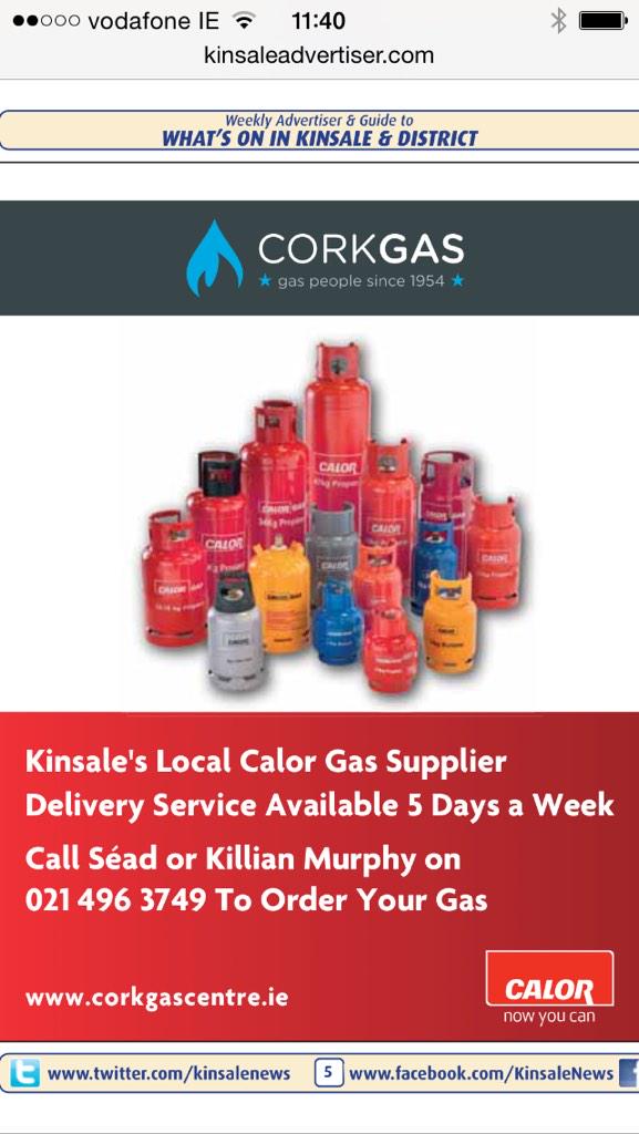 Killianmurphy4's tweet photo. So excited about been appointed #Kinsale new #calor distribution see  @KinsaleNews @kinsale_ie of all you gas #sales http://t.co/LCGjOmZeKE