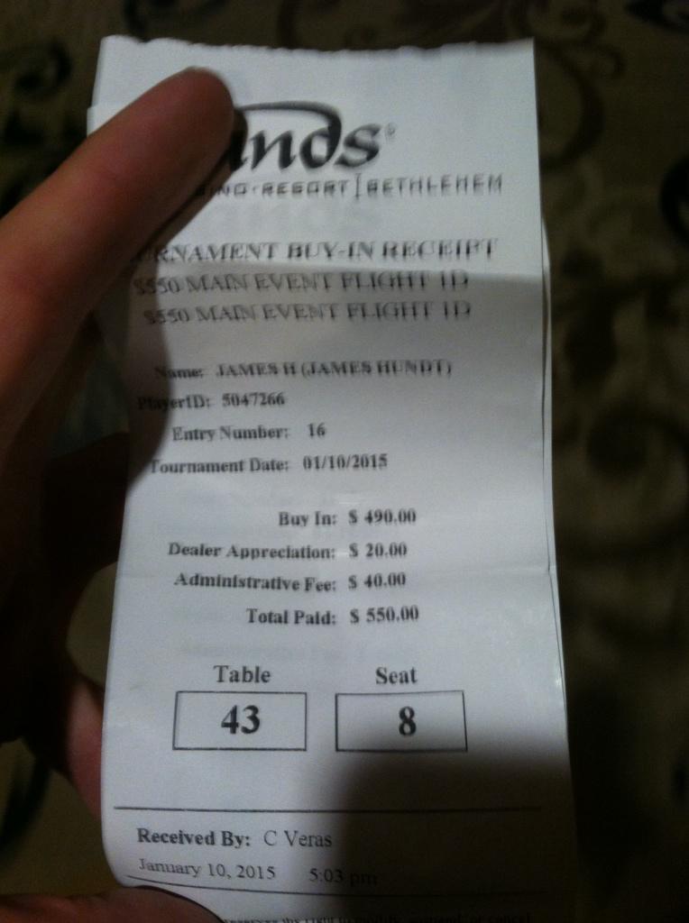 Jimbo_Sl1ce's tweet photo. Flight 1D of the @SandsPokerRoom main. They gave me 40k this time too #sandsmain #visorvision http://t.co/OzvVzayjNY