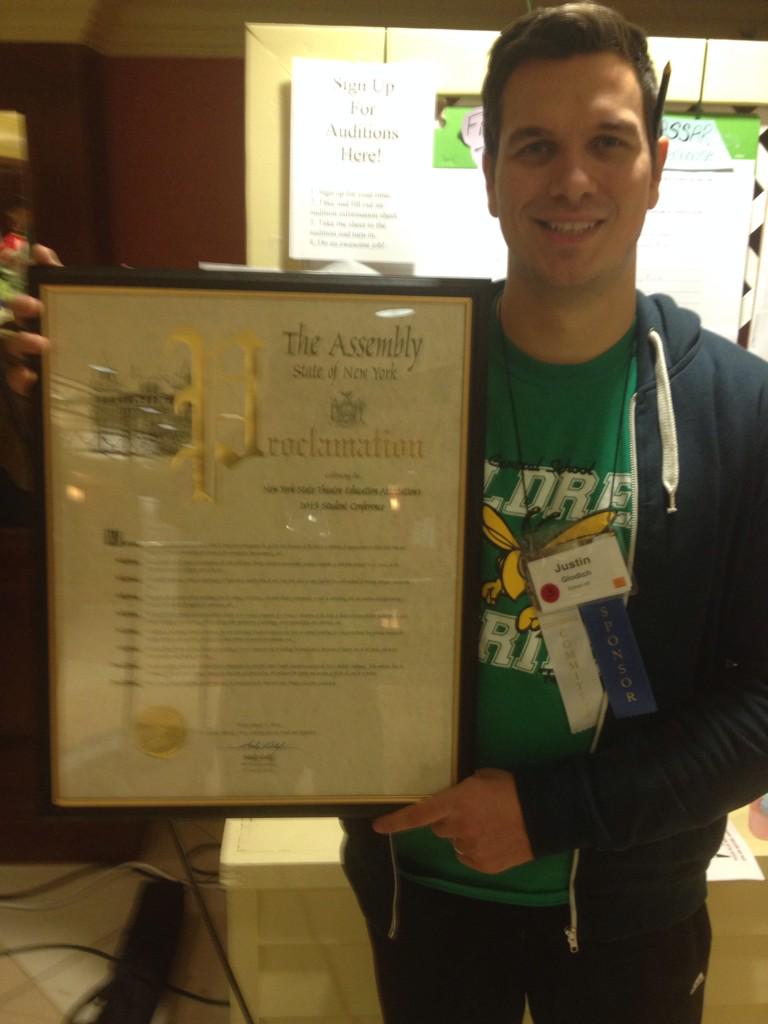 EldredMusicDept's tweet photo. Mr. Glodich with a proclamation from the #NYSAssembly celebrating #NYSTEA2015 #EldredPride @NYSTEAstudent @NYSTEA1 http://t.co/MRjQQbdt4I