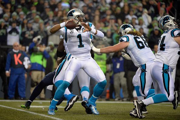 Panthers answer back! Cam Newton finds Kelvin Benjamin for TD,  ties game at 7. 1st TD allowed by SEA in 11 quarters.