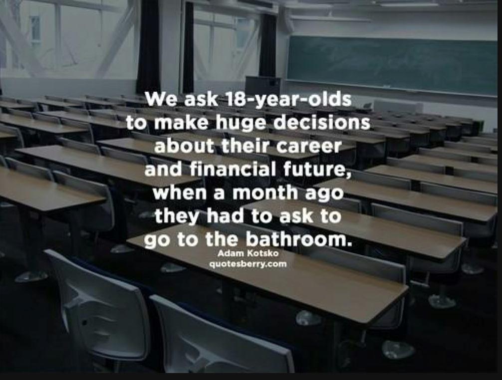 johnccarver's tweet photo. #FutureReady Why do we wait till students are seniors before having the conversation about passion and professions? http://t.co/gnbw1Q4dIG