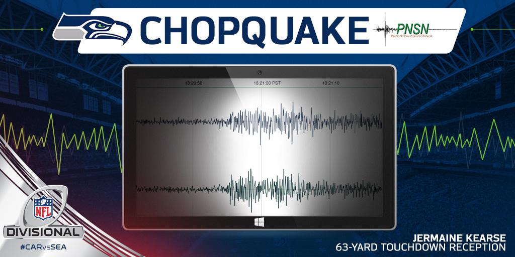 Seahawks's tweet photo. The first quake caused by a @UW_Football alum? The favorite measurement so far by @UW's @PNSN1 for sure. #Chopquake http://t.co/PRzbuYPb0K