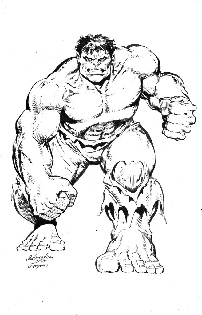 Gary_M_Miller's tweet photo. Finally got the Joe Rubinstein inks to the @djjurgens Hulk piece I got at #phxcc2014. Incredible! Next up: colors! http://t.co/s4MhHSbnWw