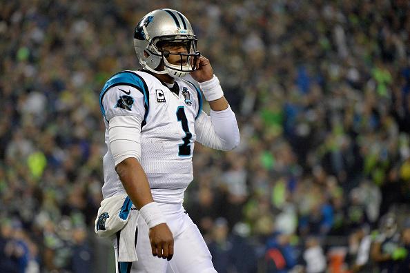 SportsCenter's tweet photo. Kam > Cam! Kam Chancellor picks off Cam Newton, goes 90 yards to the house! Seahawks lead Panthers, 31-10. http://t.co/PHTpcry5j4