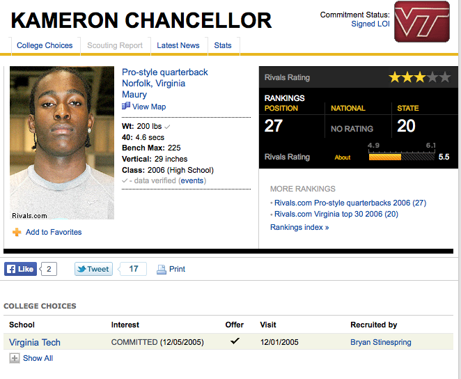 HokiesFB's tweet photo. This Kameron fella turned out pretty good for a QB. http://t.co/YRQpPdWMuH