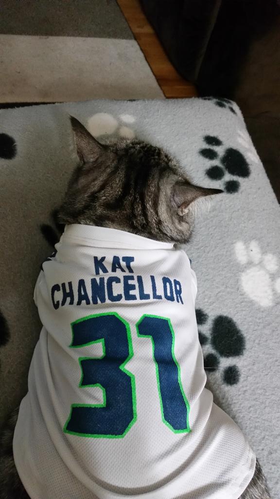 KatChancellor's tweet photo. So tired from running 90 yards. #BAMQUAKE http://t.co/vZHYaP4AAH