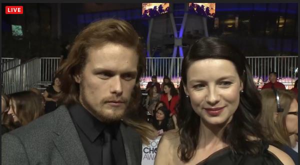 chtease's tweet photo. Another AP Live #OutlanderPCA screenshot - Sam's intensity here is totally key-smash worthy, aye? http://t.co/vxLkgZZef5