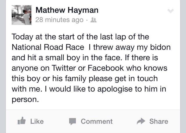 Don't ever let it be said that Matthew Hayman isn't a good guy - can we help him out here? #roadnats