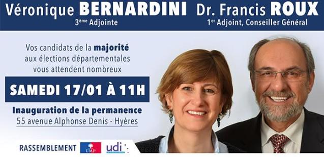 GregoryAudibert's tweet photo. Inauguration de la permanence de @Francis_Roux et @BernardiniVero samedi 17/01 à 11:00 #departementales2015 #Hyeres http://t.co/Hl2QKQVgGB