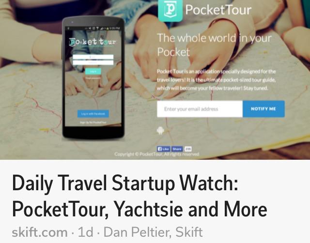 Trafluence's tweet photo. Daily #Travel #Startup Watch: #PocketTour, #Yachtsie and More http://t.co/ooCzt3eWSU #whatsnew #travelinnovation http://t.co/nj5vyzCEH0