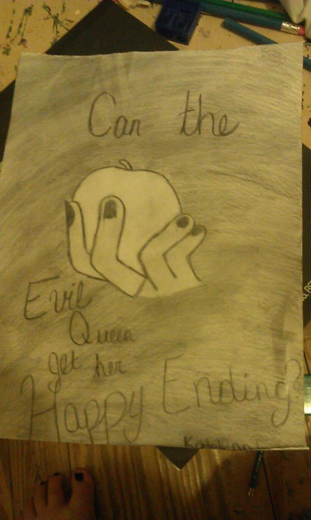 KatieFinney01's tweet photo. @LanaParrilla spent a few hours on this. Do you like it? But the question is can the evil queen get her happy ending? http://t.co/XdQ4qNo013