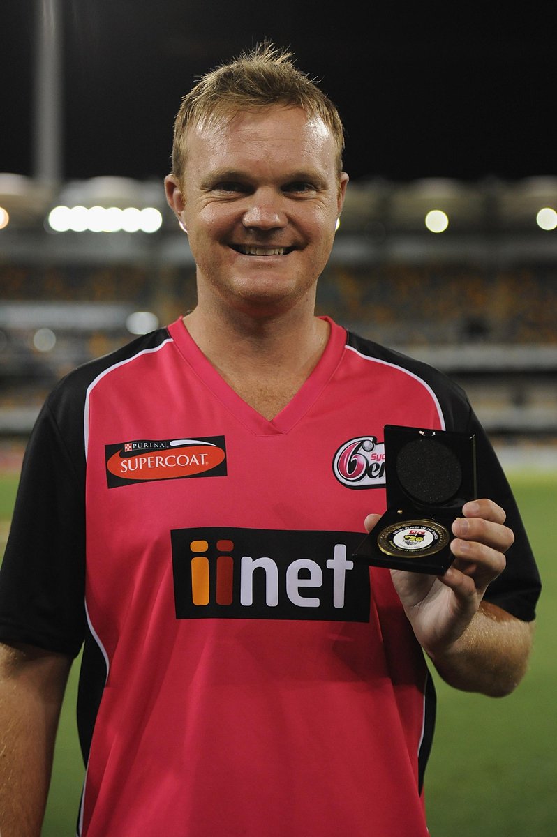 SixersBBL's tweet photo. We can't wipe the smile off his face after that win! #smashemsixers #BBL04 #Dougie http://t.co/AM5onwLYLo