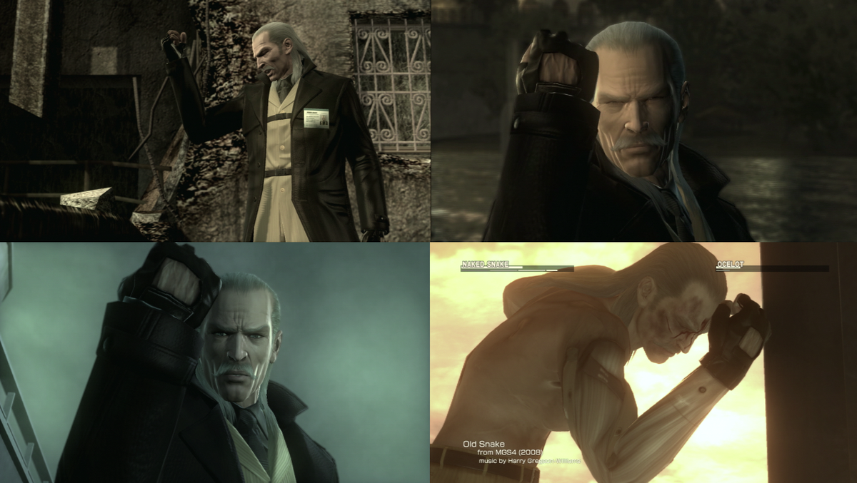 O Xrhsths 兵隊 Sto Twitter Mgs4ではリキッド オセロットが登場 出番のなかったact 2を除き 彼が登場する全てのactで例のポーズを取っています リキッド という人物を象徴しているように見えますね Http T Co Hvfm2buts9