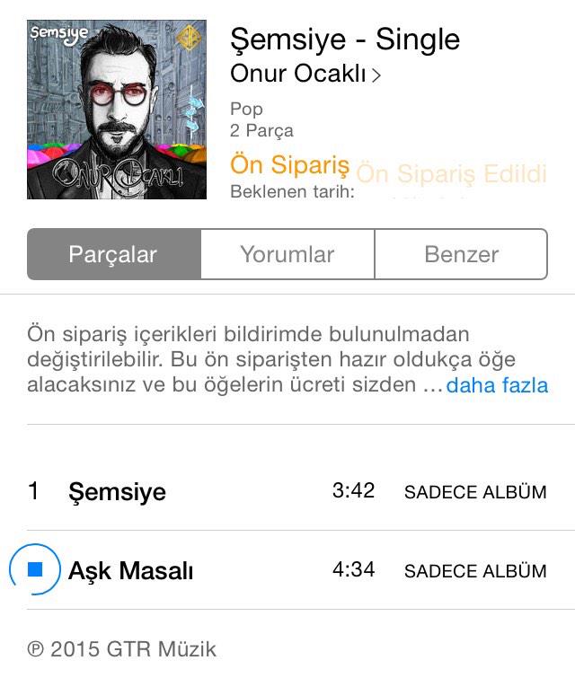 Onur Ocaklı'nın maxi singlei <a href="/iTunesMusic/">iTunes Music</a> te ön siparişe açıldı... itun.es/tr/T4884 #Şemsiye #aşkmasalı