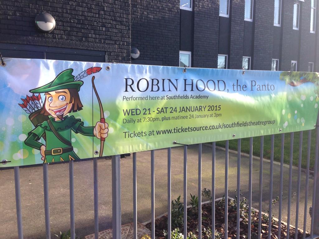 southfieldstg's tweet photo. Robin Hood banner up at our fabulous new residence the Southfields Academy http://t.co/iHSe7AXQiK