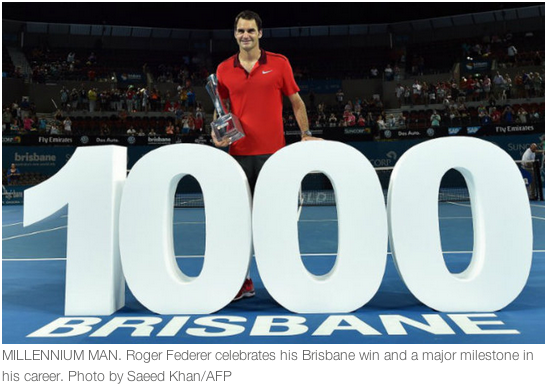rapplerdotcom's tweet photo. Federer claims Brisbane crown and 1,000th win: http://t.co/GxD7tTEgXu http://t.co/y4WlGVFtFB