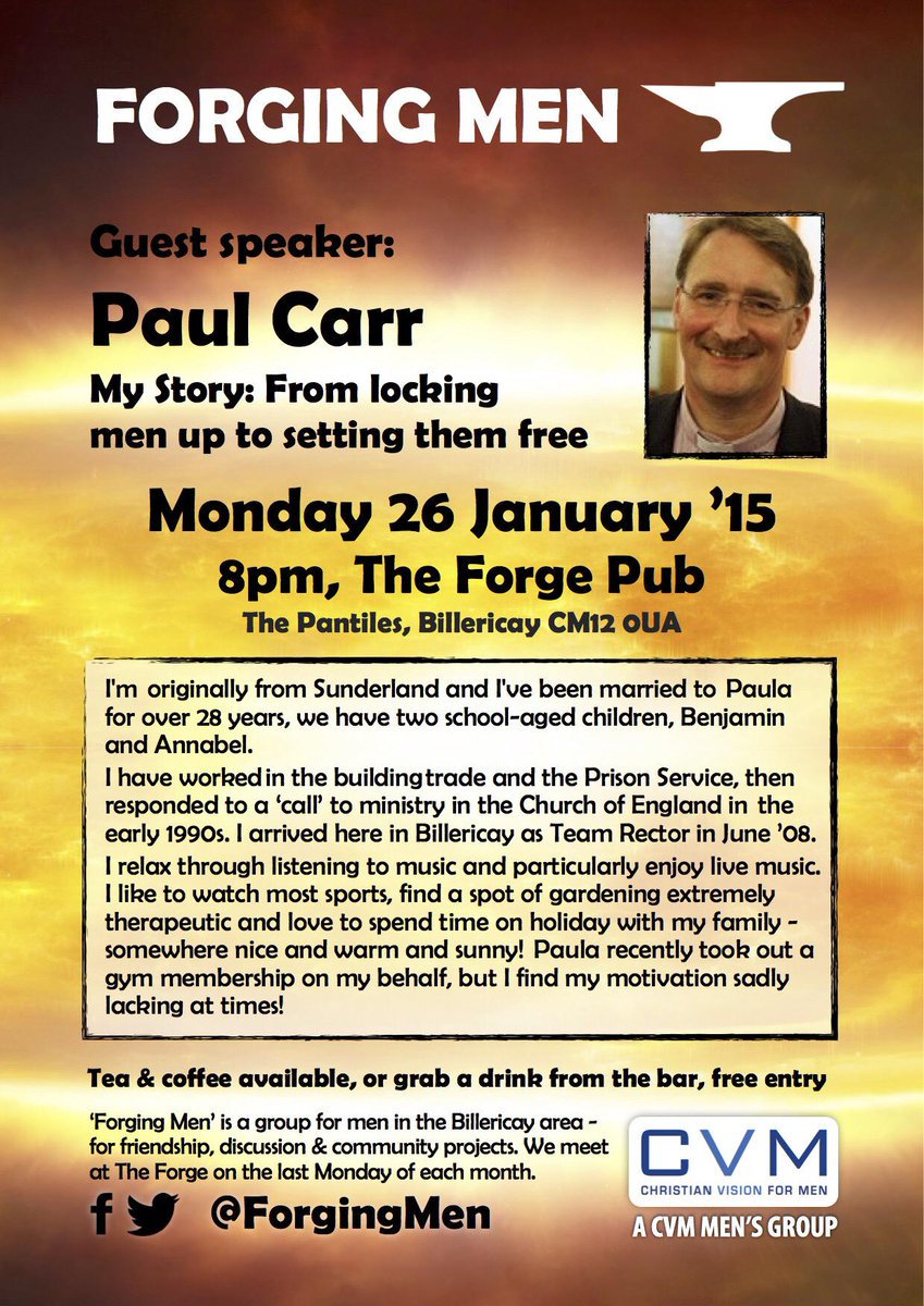 ForgingMen's tweet photo. It’s just 2-weeks until our 1st meet at #TheForgePub of 2015!
Come & hear @revPACman tell his story - Mon 26 Jan 8pm http://t.co/ZboKLmASvY