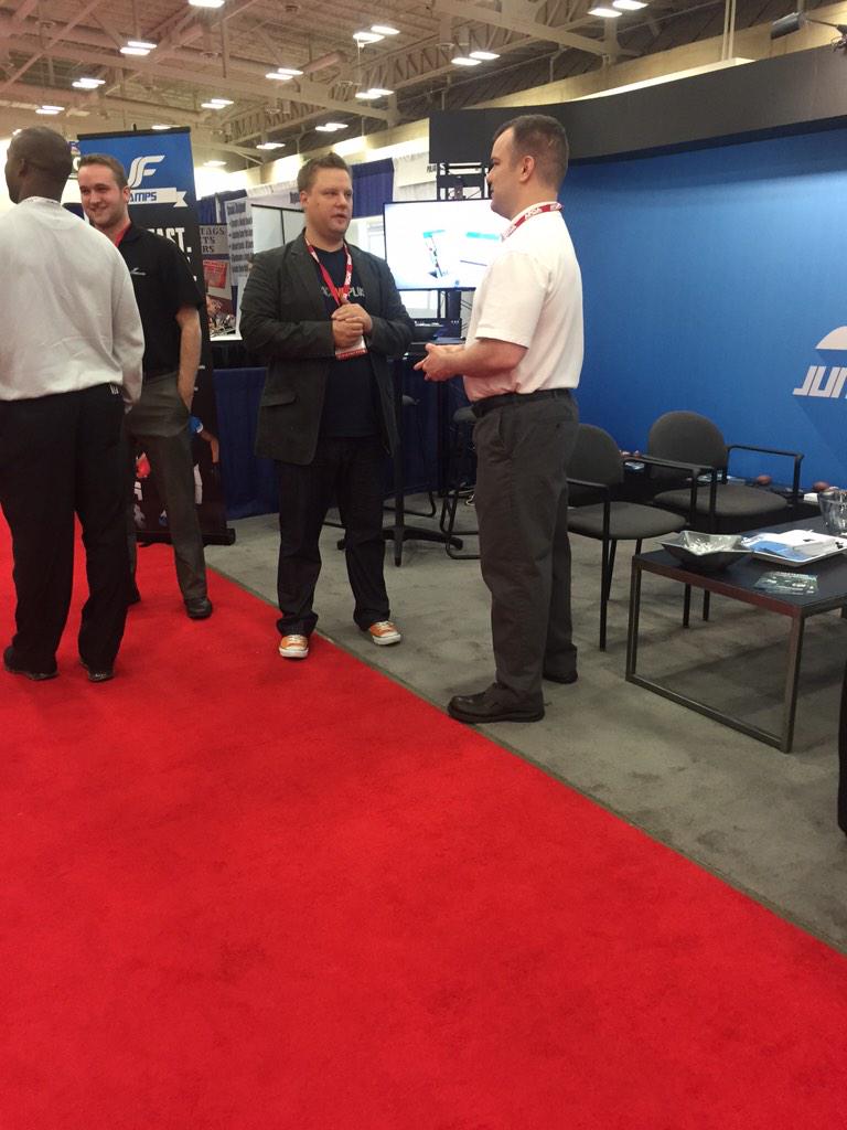 Jumpforward's tweet photo. Traffic picking up #booth444 at #AFCA2015. Remember whoever sends the most guys by the booth wins $250 best buy card http://t.co/btjr5fRdc0