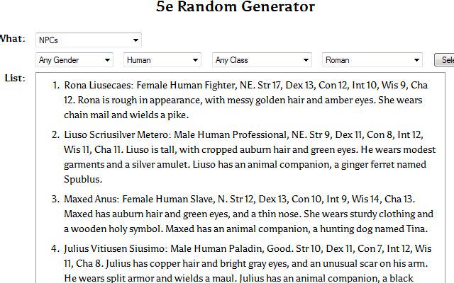 dkellis's tweet image. Preparing for my first D&amp;amp;D 5e DM session. Tried out a Random NPC generator.