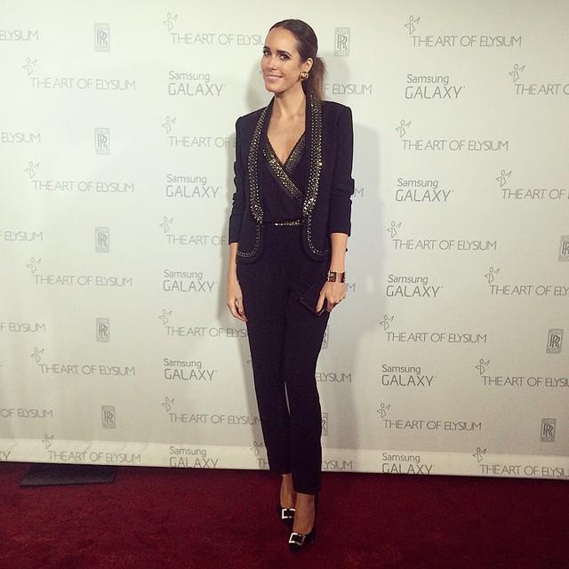 Last night's look! #DVF jumpsuit& blazer, #CharlotteOlympia shoes and #EdieParker clutch. Had so much fun!