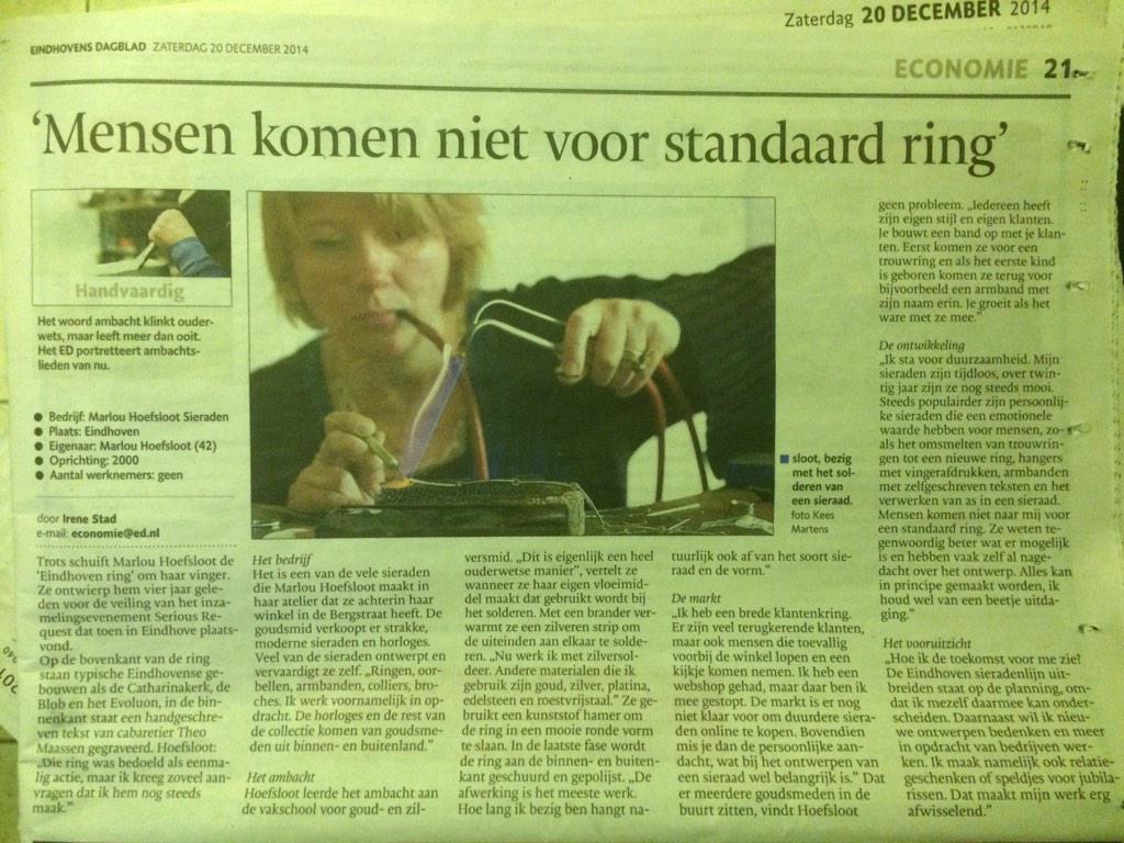 20 december stond @marlouhoefsloot met een leuk stuk in de krant!