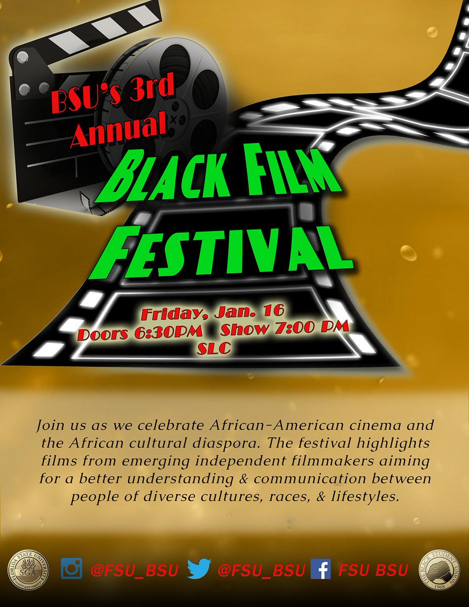 FSUMLKWeek's tweet image. 3rd Annual @FSU_BSU BlackFilmFestival is Friday! View &amp;amp; discuss @floridastate student short films! #BeyondtheHashtag